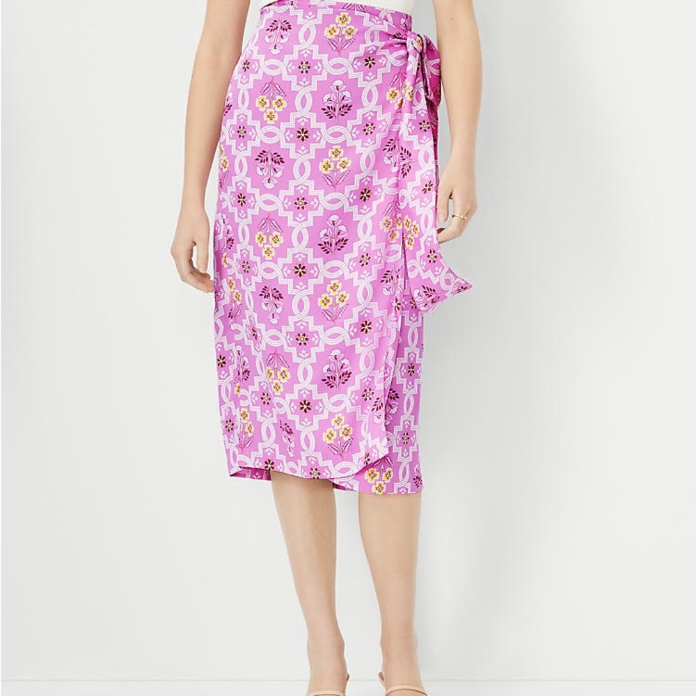 Petite Tile Print Sarong Pencil Skirt